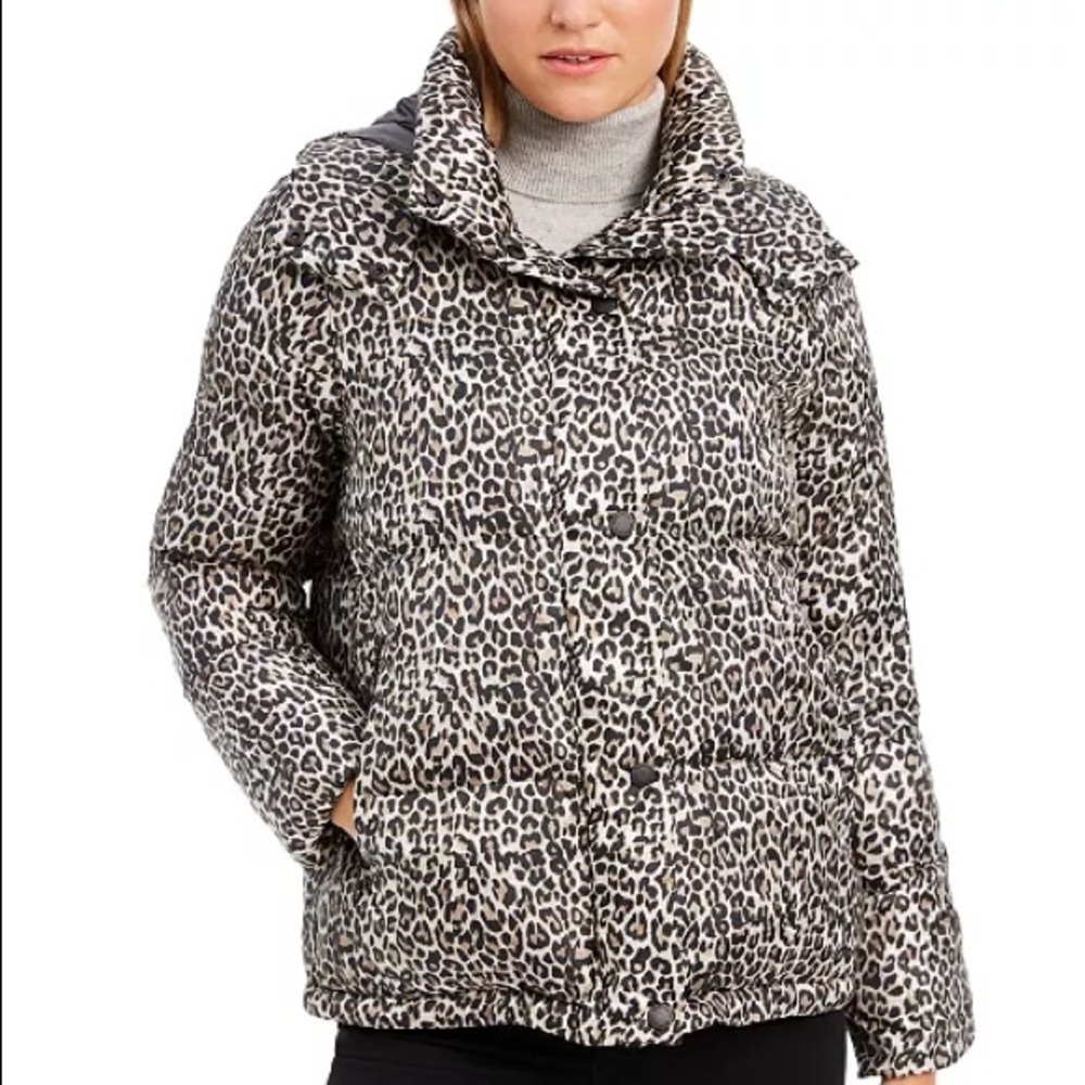 BCBGeneration Leopard-Print Hooded Puffer Coat NEW - Picture 3 of 4